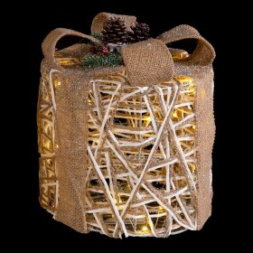Decorazione Natalizia Bianco Naturale Metallo Plastica Fibra Pacco Regalo 25 x 25 x 35 cm (3 Unità)