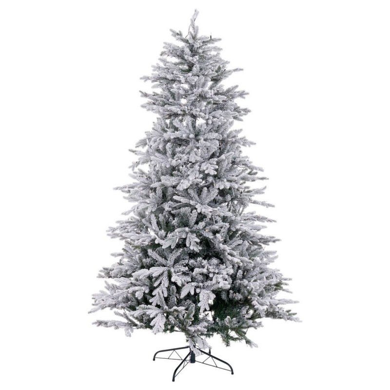Albero di Natale Bianco Verde PVC Metallo Polietilene Nevoso 180 cm