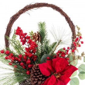 Decorazione Natalizia Rosso Multicolore Rattan Plastica Ananas Cestino 43,18 cm