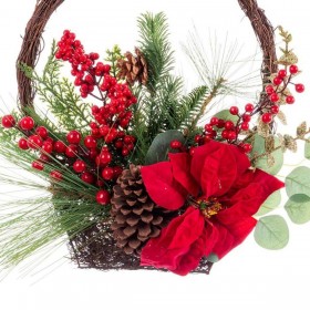 Decorazione Natalizia Rosso Multicolore Rattan Plastica Ananas Cestino 43,18 cm