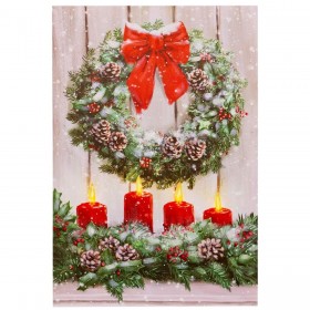 Quadro Natale Multicolore Legno Tela 40 x 60 x 1,8 cm