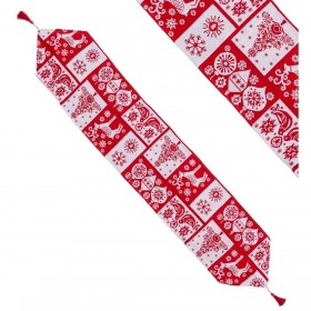 Runner da Tavolo Natale Bianco Rosso Poliestere 180 x 33 cm