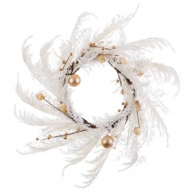 Ghirlanda di Natale Bianco Dorato Plastica 60 cm