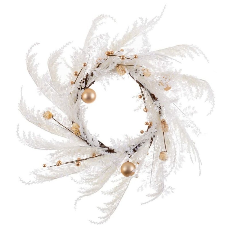 Ghirlanda di Natale Bianco Dorato Plastica 60 cm