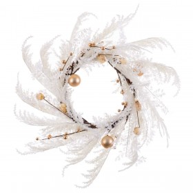 Ghirlanda di Natale Bianco Dorato Plastica 60 cm