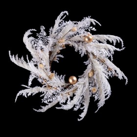 Ghirlanda di Natale Bianco Dorato Plastica 60 cm