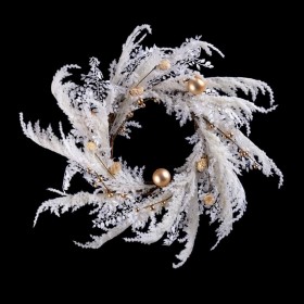 Ghirlanda di Natale Bianco Dorato Plastica 60 cm