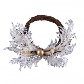 Ghirlanda di Natale Bianco Dorato Rattan Plastica 45 cm