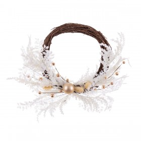 Ghirlanda di Natale Bianco Dorato Rattan Plastica 45 cm