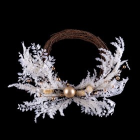 Ghirlanda di Natale Bianco Dorato Rattan Plastica 45 cm
