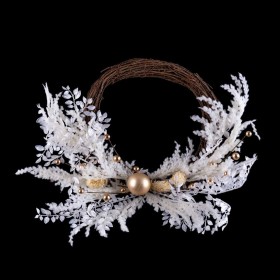 Ghirlanda di Natale Bianco Dorato Rattan Plastica 45 cm