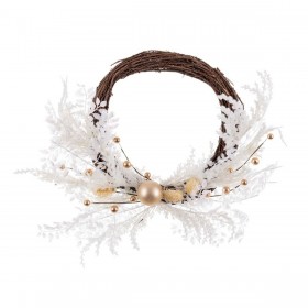 Ghirlanda di Natale Bianco Dorato Rattan Plastica 45 cm