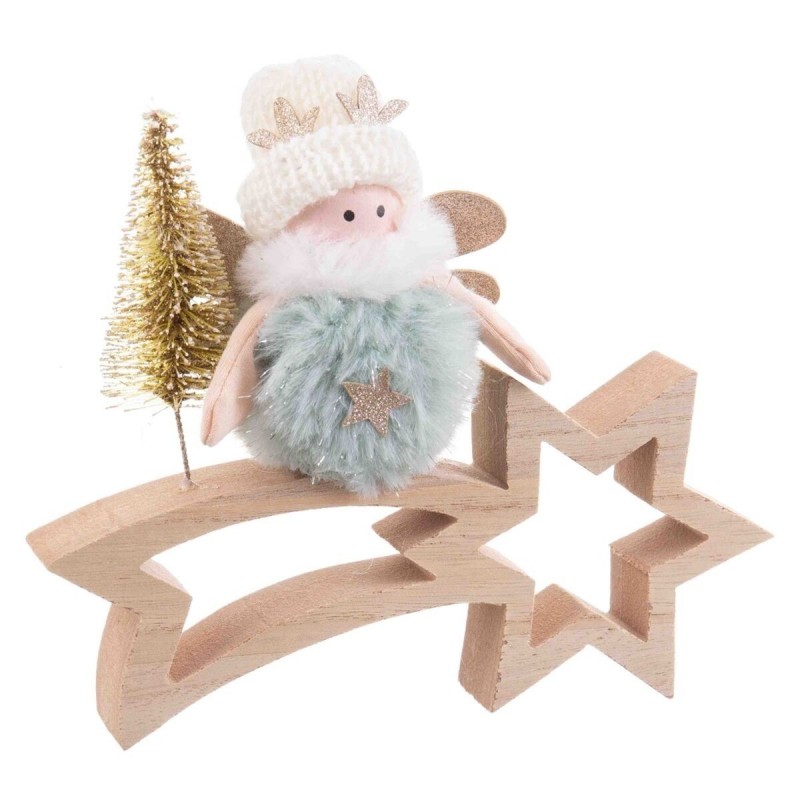 Decorazione Natalizia Multicolore Naturale Legno Tessuto 18 x 6 x 16 cm