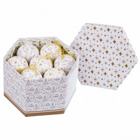 Palle di Natale Bianco Dorato Carta Polyfoam 7,5 x 7,5 x 7,5 cm (14 Unità)