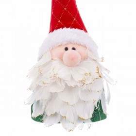 Decorazione Natalizia Multicolore Piume Sabbia Tessuto Babbo Natale 12 x 36 cm
