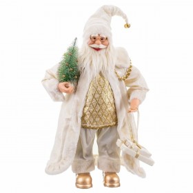 Decorazione Natalizia Bianco Dorato Plastica Poliresina Tessuto 60 cm