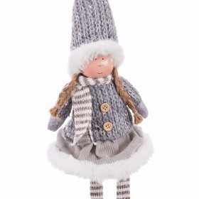 Decorazione Natalizia Grigio Multicolore Poliresina Sabbia Tessuto Bambina 12 x 9 x 53 cm