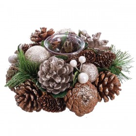 Portacandele Natalizio Dorato Naturale Plastica Foam 19 x 19 x 9 cm