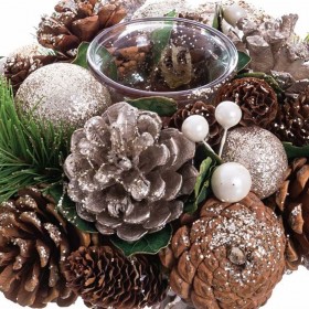 Portacandele Natalizio Dorato Naturale Plastica Foam 19 x 19 x 9 cm