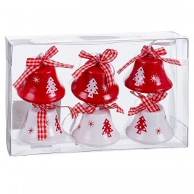 Decorazione Natalizia Bianco Rosso Metallo Campana 4,5 cm (6 Unità)
