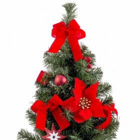 Decorazione Natalizia Rosso Verde Plastica Tessuto Albero di Natale 40 cm