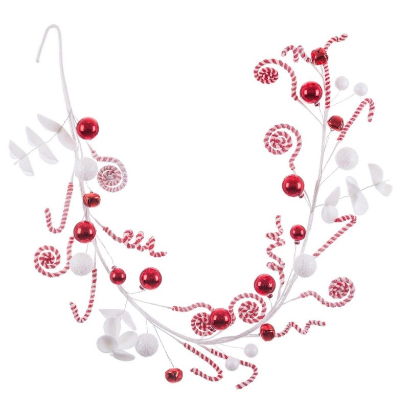 Ghirlanda di Natale Bianco Rosso Plastica Foam 125 cm