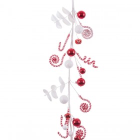 Ghirlanda di Natale Bianco Rosso Plastica Foam 125 cm