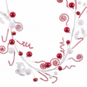 Ghirlanda di Natale Bianco Rosso Plastica Foam 125 cm