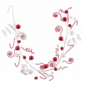 Ghirlanda di Natale Bianco Rosso Plastica Foam 125 cm