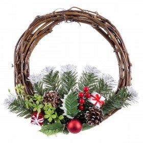 Ghirlanda di Natale Rosso Multicolore Rattan Plastica Ananas 30 cm