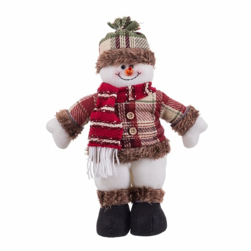 Decorazione Natalizia Multicolore Metallo Tessuto Pupazzo di Neve 33 cm