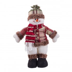 Decorazione Natalizia Multicolore Metallo Tessuto Pupazzo di Neve 33 cm