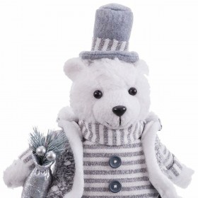 Decorazione Natalizia Bianco Grigio Sabbia Tessuto Orso polare 10 x 13 x 28 cm