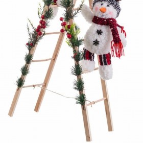 Decorazione Natalizia Multicolore Legno Tessuto Pupazzo di Neve 30 x 15 x 76 cm