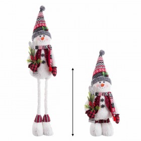 Decorazione Natalizia Multicolore Metallo Tessuto Pupazzo di Neve 38 x 25 x 142 cm