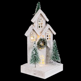 Decorazione Natalizia Bianco Verde Legno Plastica Paese 16 x 16 x 38 cm