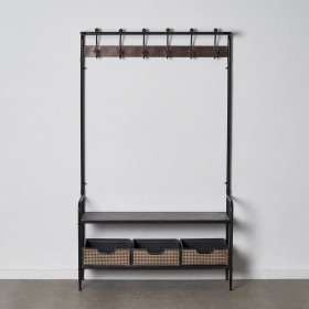 Ingresso con Cassetti BRICK Appendiabiti Marrone Nero Ferro 111 x 37 x 185 cm