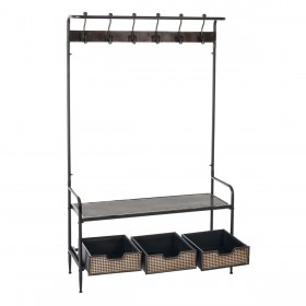 Ingresso con Cassetti BRICK Appendiabiti Marrone Nero Ferro 111 x 37 x 185 cm