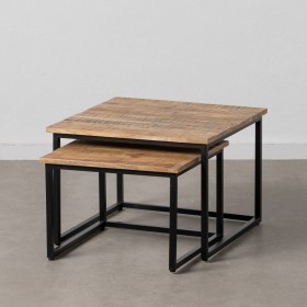 Set di 2 tavoli Nero Naturale 60 x 60 x 42 cm (2 Unità)