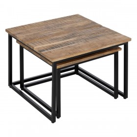 Set di 2 tavoli Nero Naturale 60 x 60 x 42 cm (2 Unità)