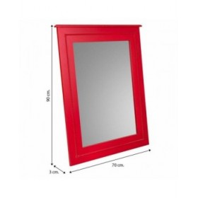 Specchio da parete Alexandra House Living Rosso 3 x 90 x 70 cm Rettangolare