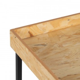 Set di 3 tavoli Nero Naturale Ferro Legno MDF 57,5 x 37,5 x 67,5 cm (3 Unità)