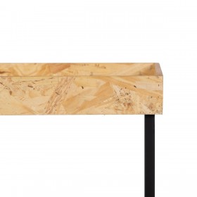 Set di 3 tavoli Nero Naturale Ferro Legno MDF 57,5 x 37,5 x 67,5 cm (3 Unità)