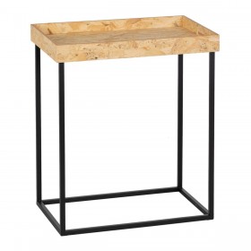 Set di 3 tavoli Nero Naturale Ferro Legno MDF 57,5 x 37,5 x 67,5 cm (3 Unità)