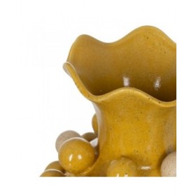 Vaso Giallo Bianco Ceramica 28,3 x 28,3 x 39,7 cm