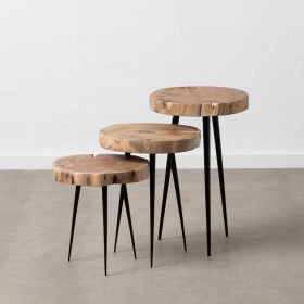 Set di 3 tavoli Naturale Ferro 40 x 38 x 62,3 cm (3 Unità)