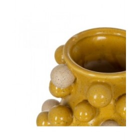 Vaso Giallo Bianco Ceramica 21 x 21 x 26 cm