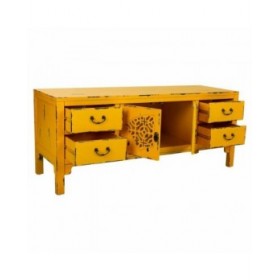 Cassettiera multiuso Alexandra House Living Giallo Legno di abete Legno MDF 40 x 50 x 120 cm