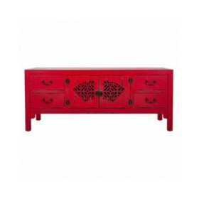 Cassettiera multiuso Alexandra House Living Rosso Legno di abete Legno MDF 40 x 50 x 120 cm