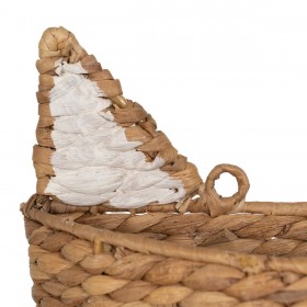 Cesto Volpe Bianco Nero Beige Fibra naturale 30 x 11 x 33 cm